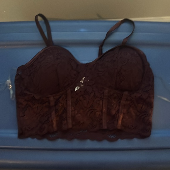 Plum Suede Short and Lace Bralette - Picture 2 of 4